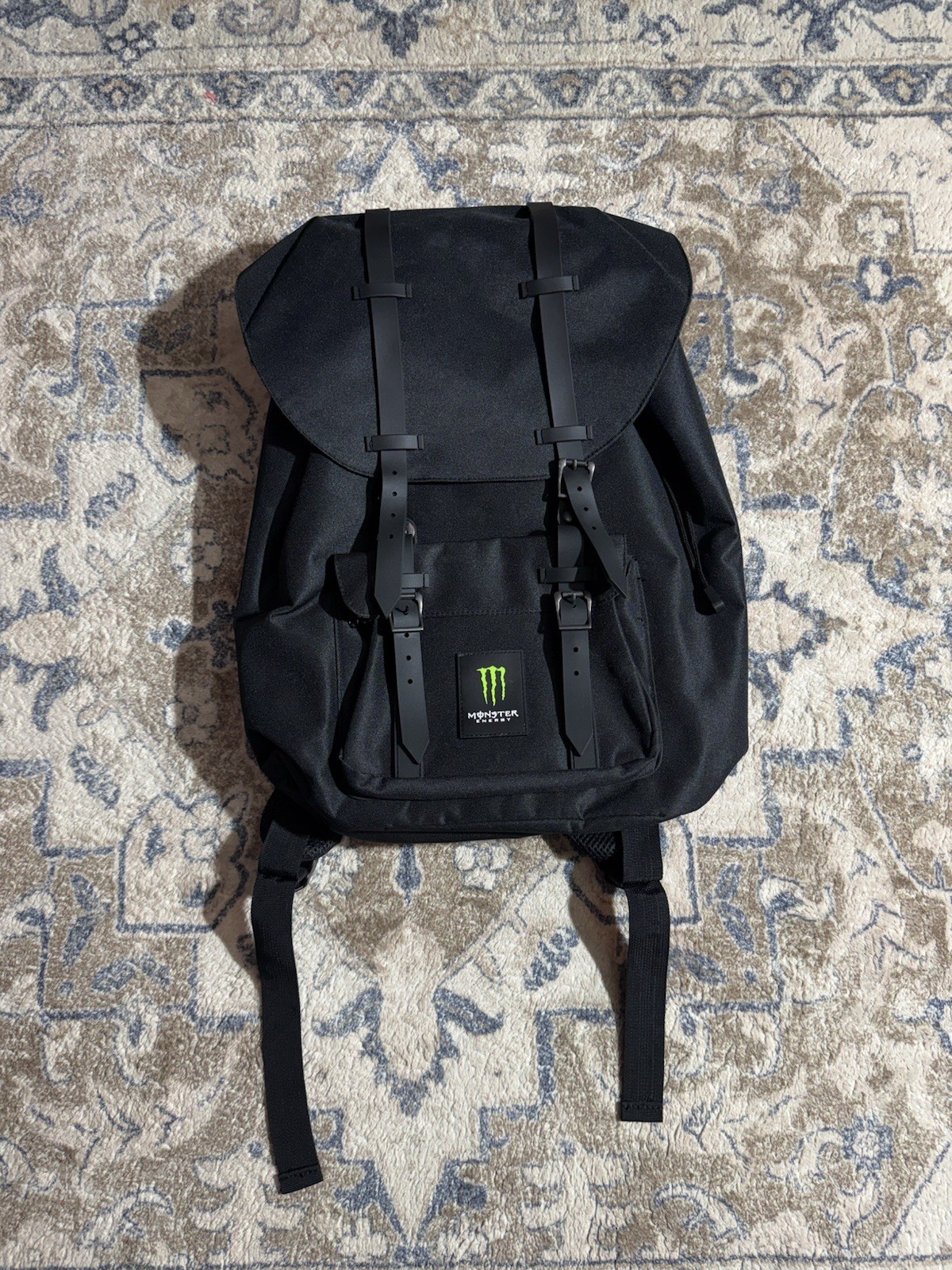 Monster Energy Black Rucksack Heritage Drawstring Buckle Strap Laptop Backpack