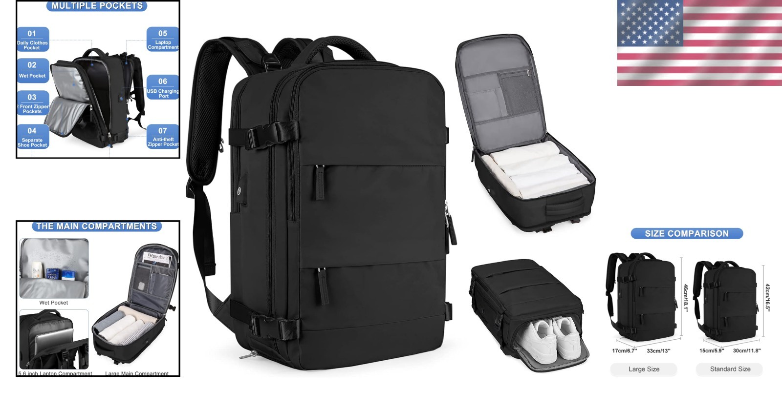 Stylish Large Daypack with Separate Laptop Compartment & Wet Pocket Convenience