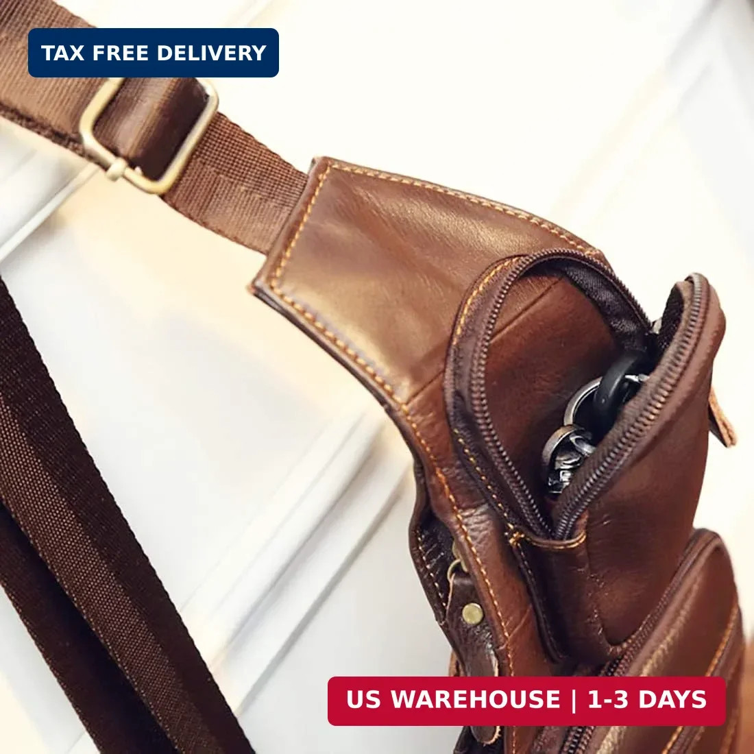 Vintage Leather Sling Bag Backpack for Men Crossbody Shoulder Chest DayPack Back