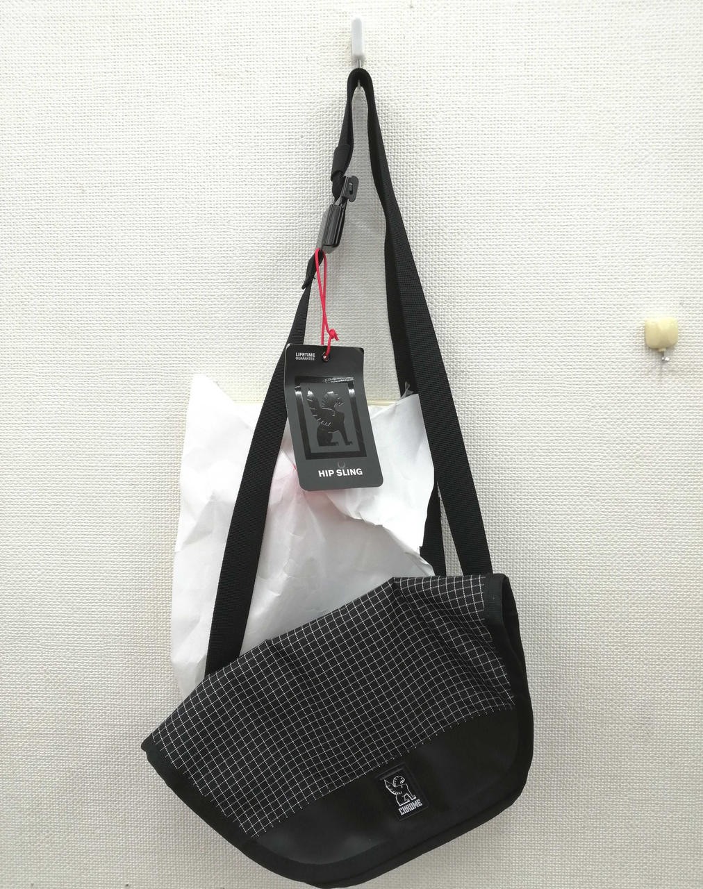 CHROME Box Check Black/White Nylon Messenger Bag