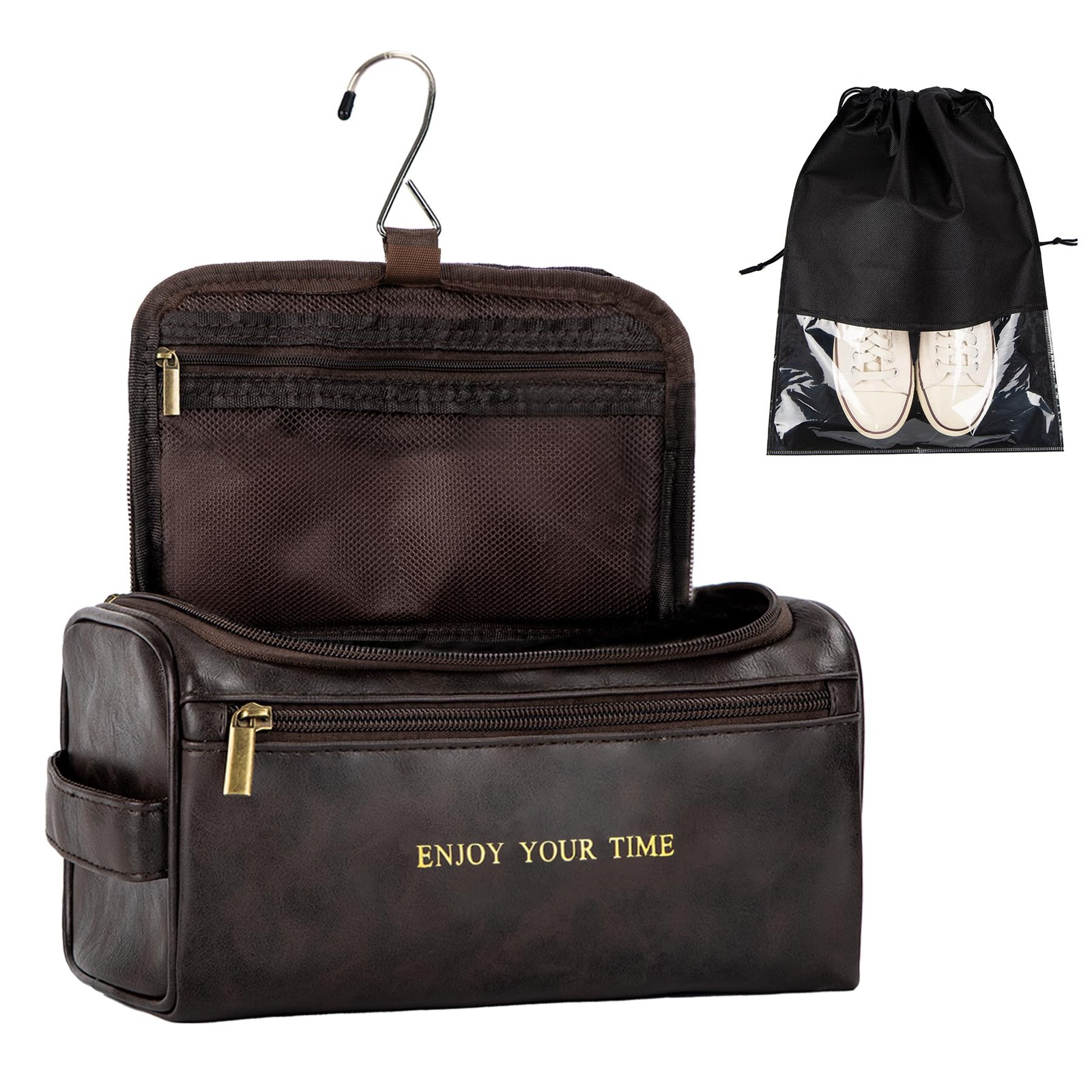 Flycalf Personalized Mens Toiletry Bag for Men ENJOY Coffee