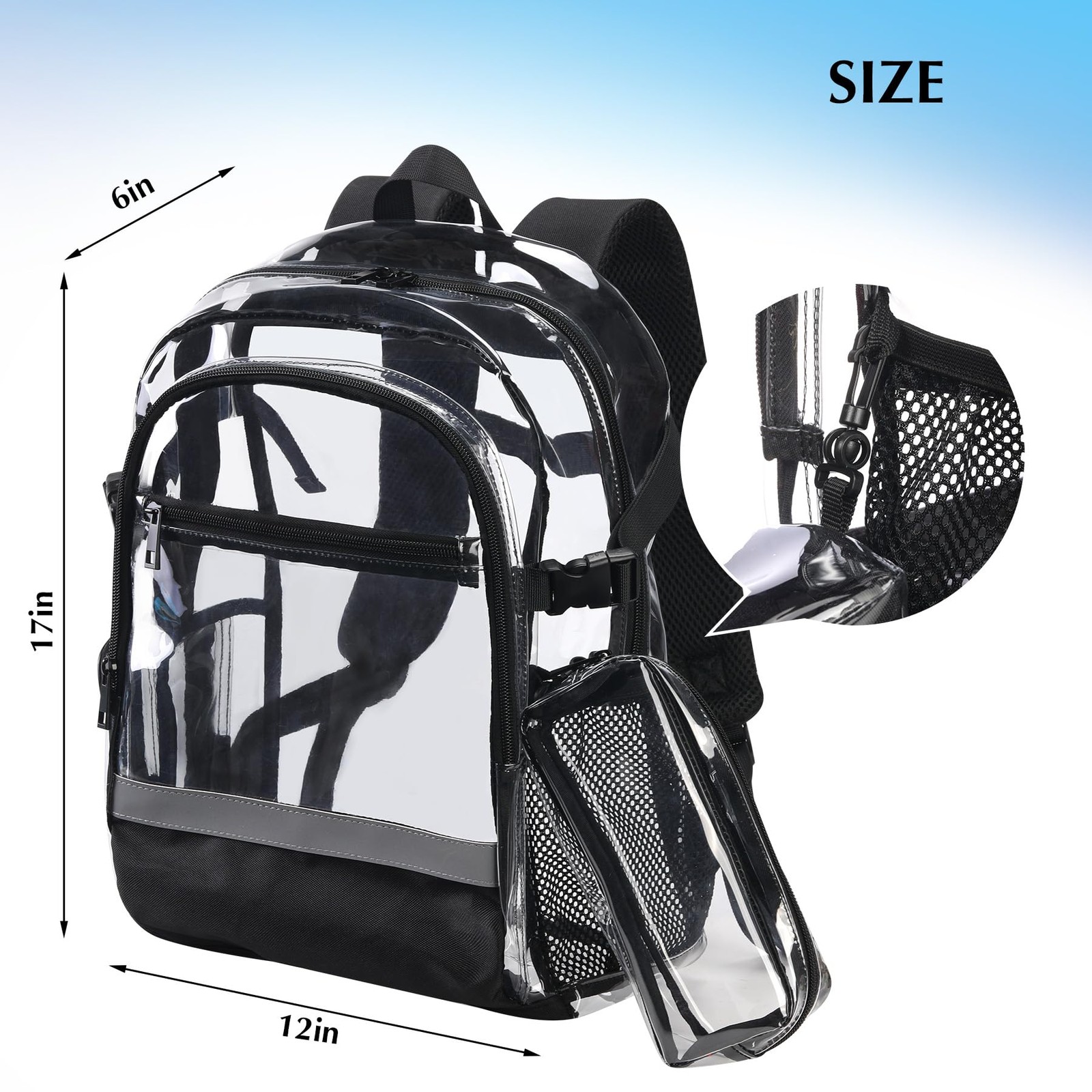 Heavy Duty Clear Backpack – Transparent School Stadium Backpack for Boys, Gir…