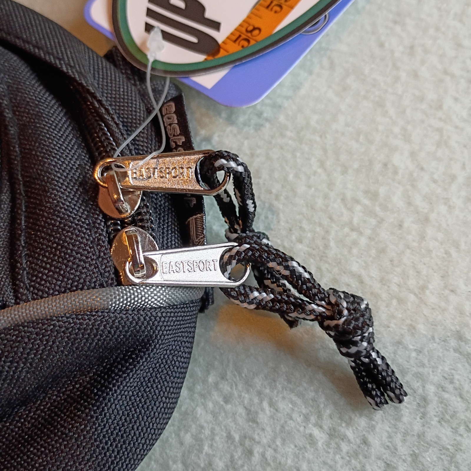 Vintage Eastsport Black Fanny Pack Belt Bag~2 Zipper Pockets CD Holder 10″ x 7″
