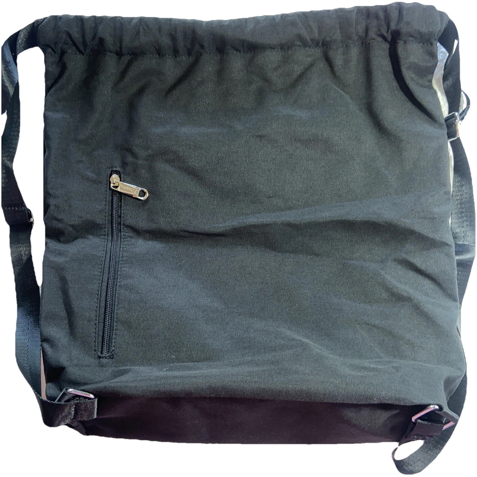 Kaukko Thiedeman Drawstring Shoulder Backpack Cinch Bag Black Gym Yoga Excellent