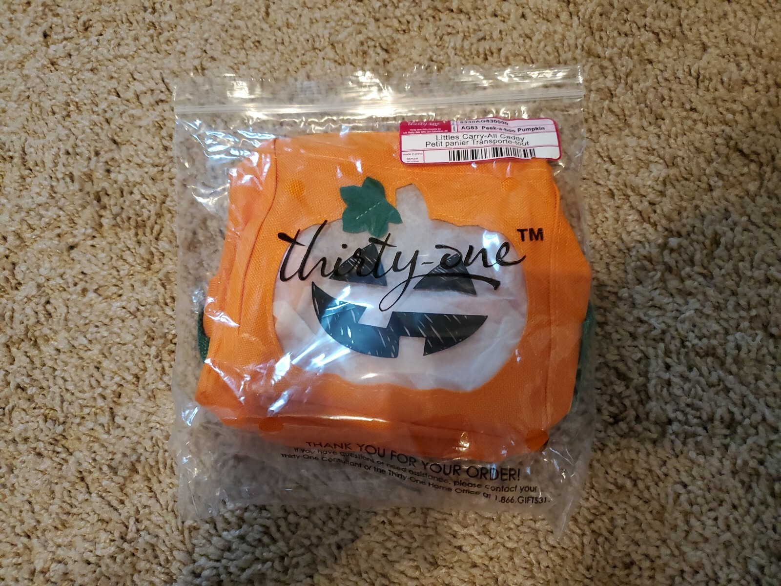 Thirty One Littles Carry-All Caddy Peek-A-Boo Pumpkin