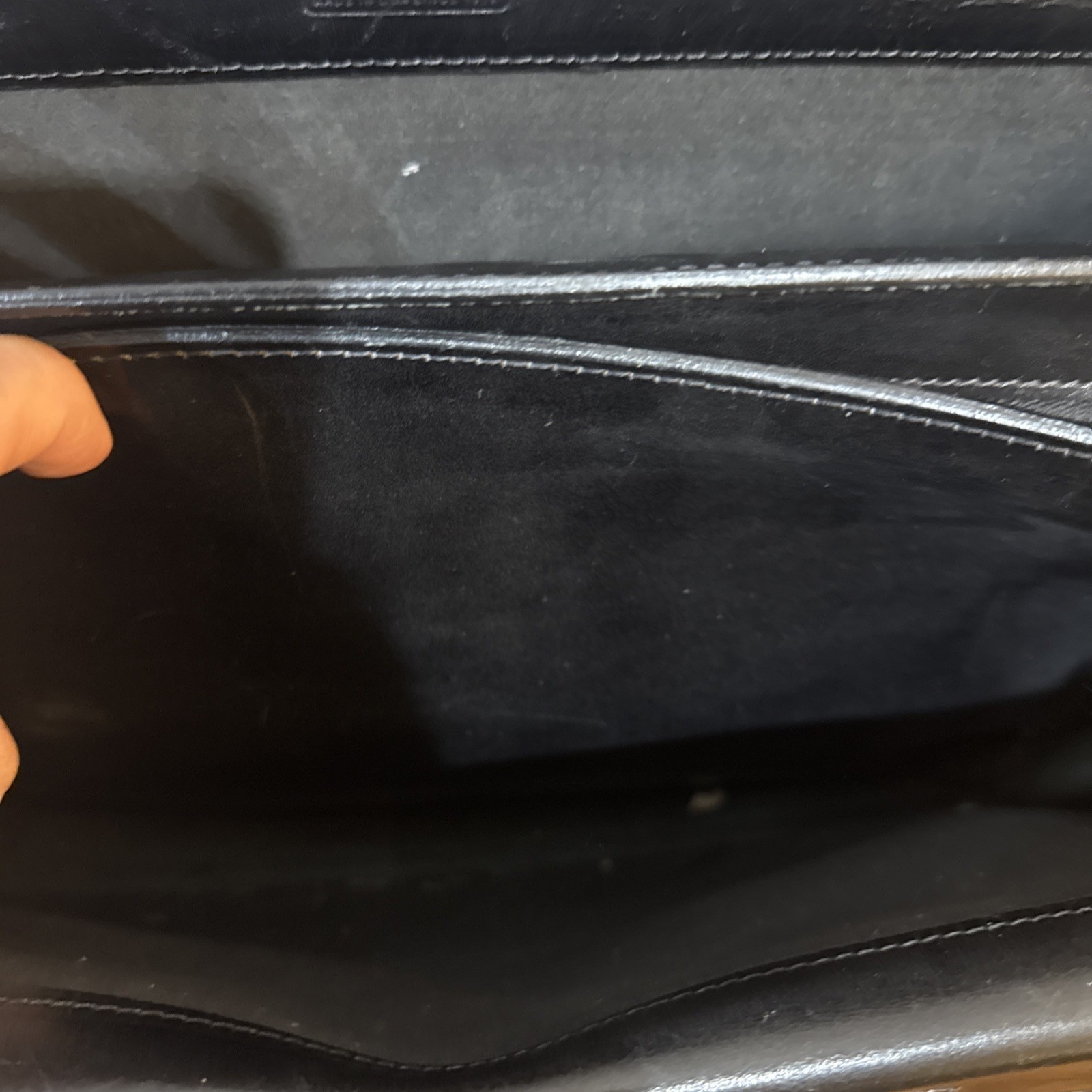 Vintage Schlesinger Black USA Leather Briefcase Business Work
