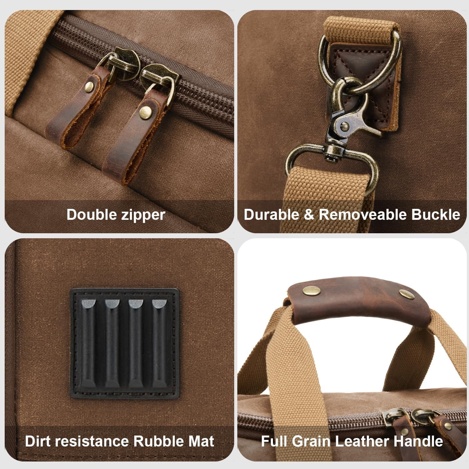 50L Waxed Canvas Duffel Bag, Coffee/ ArmyGreen | Waterproof Travel & Weekend Bag