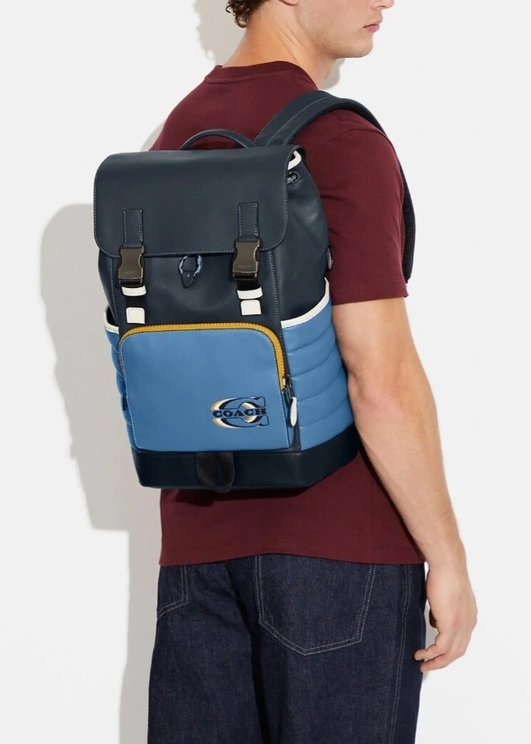 Coach Men’s Track Backpack Quilting In Colorblock w/ Coach Stamp NWT Sold Out