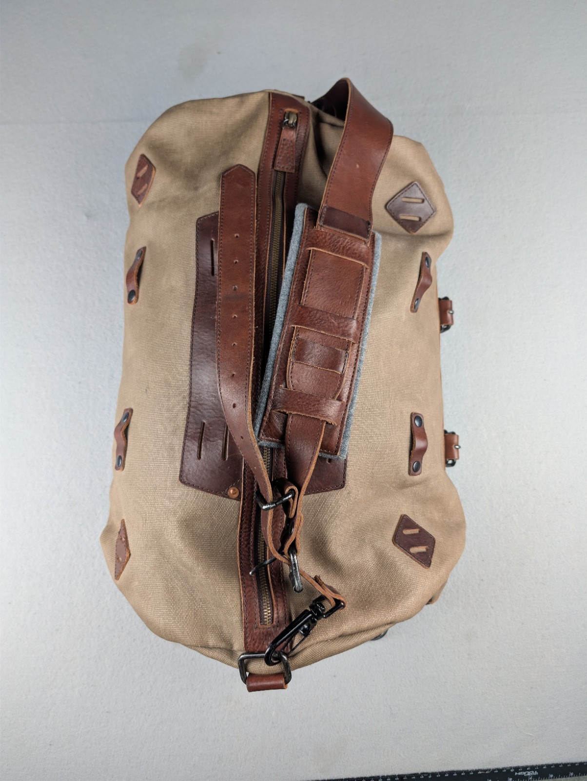 Buffalo Jackson Dakota Waxed Canvas Duffle Bag Leather Has Strap Missing Handles