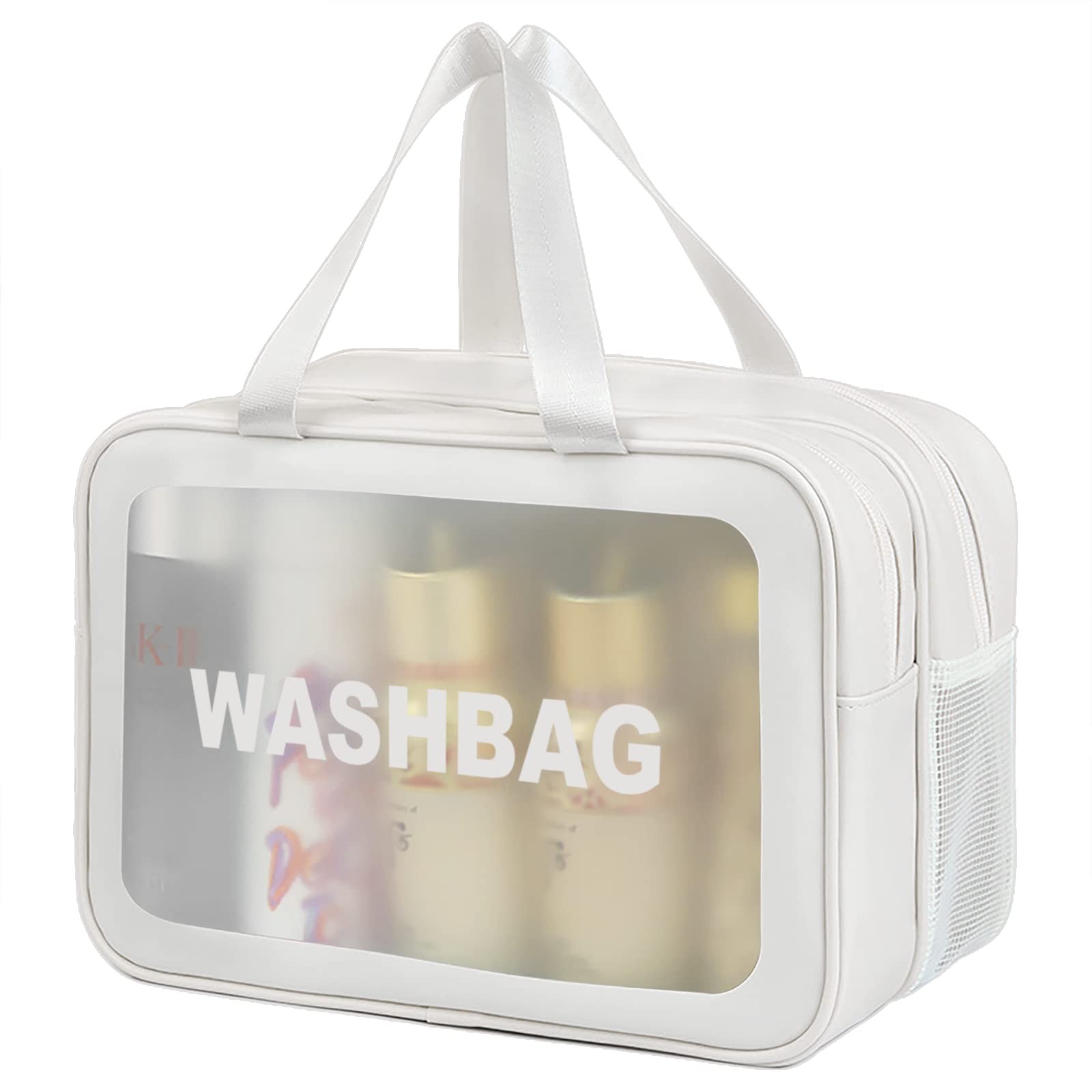 DAPOWER Travel Toiletry Bag for Women and Men, Matte Translucent XL, White-XL