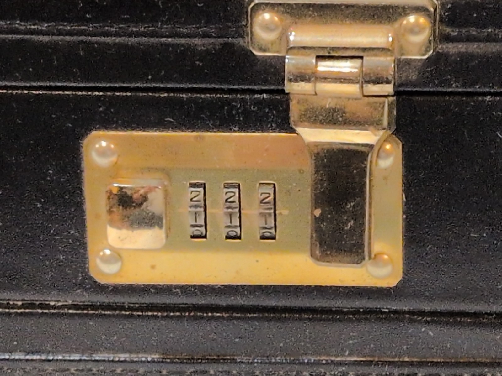 Briefcase Black Leather Brass Combination Lock Latches Attache Laptop
