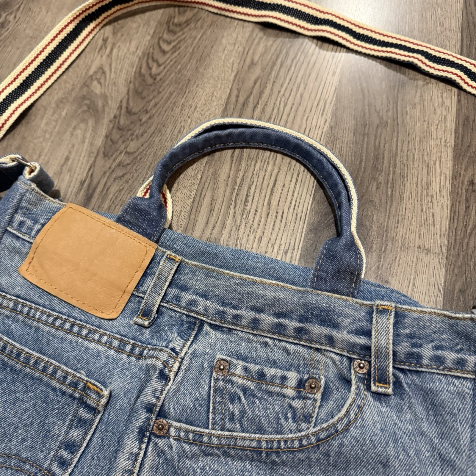 Custom Levis Denim Tote Bag Upcycled Jeans Crossbody Shoulder Bag Vintage