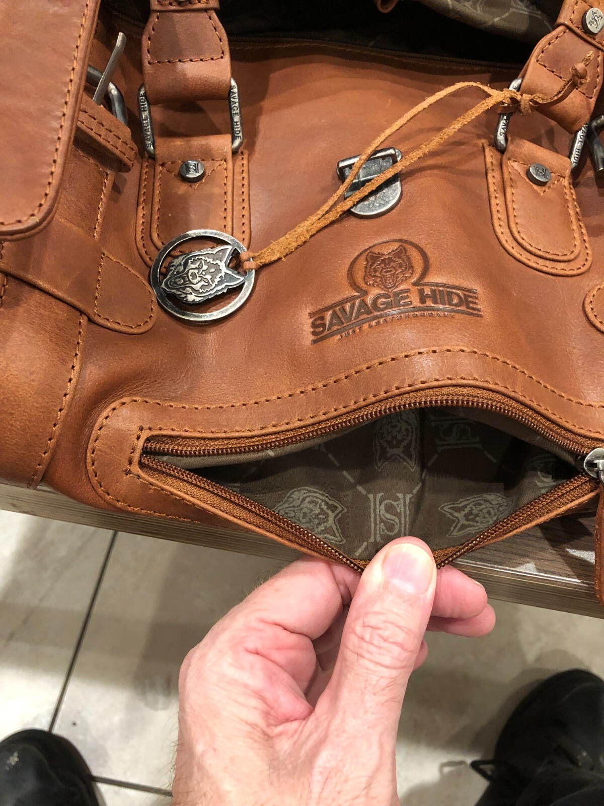 full grain leather duffle bag new cognac color