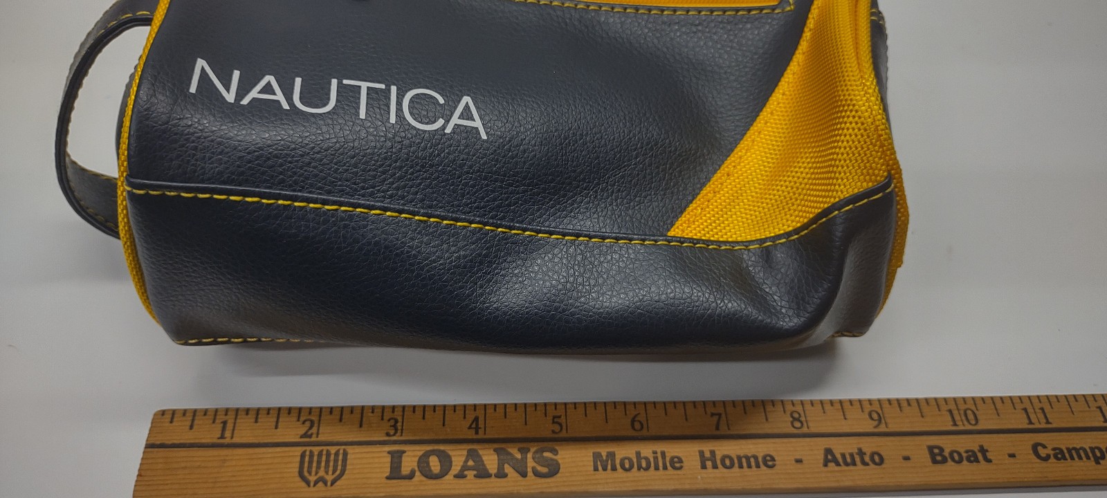 Nautica Toiletries Bag Shaving Makeup Grey Blue Yellow Great Condition!