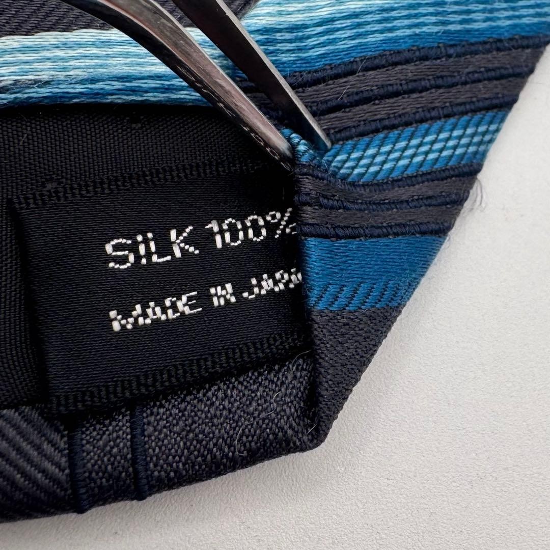 DKNY Donna Karan NY Regimental Tie Charcoal Blue Silk Made in Japan