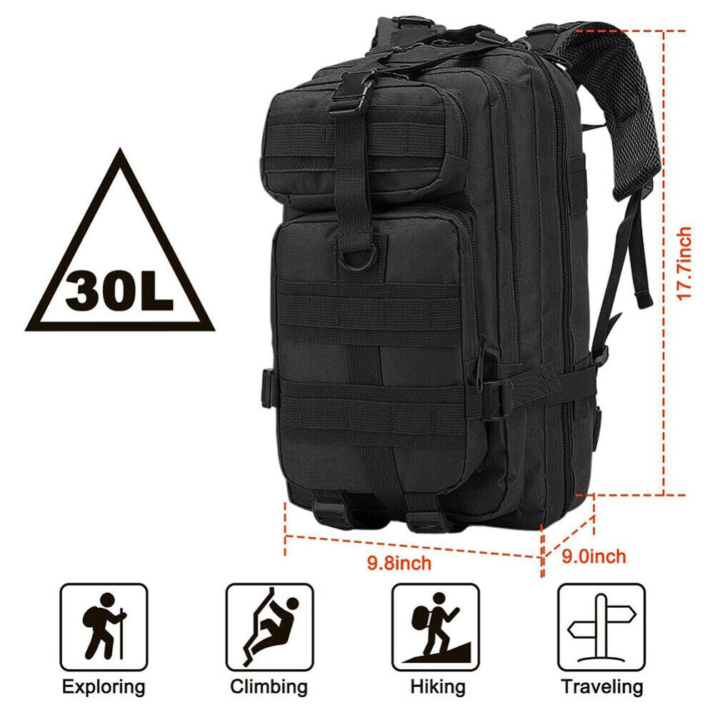 30L Outdoor Military Molle Tactical Backpack Rucksack Camping Hiking Travel Bags
