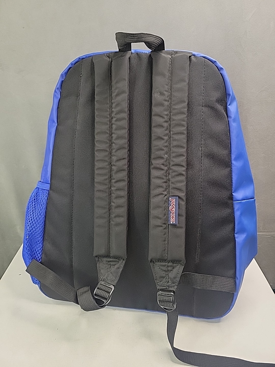 RARE JanSport Coated Royal Blue Backpack Hyperbreak Bag Water Bottle Holder
