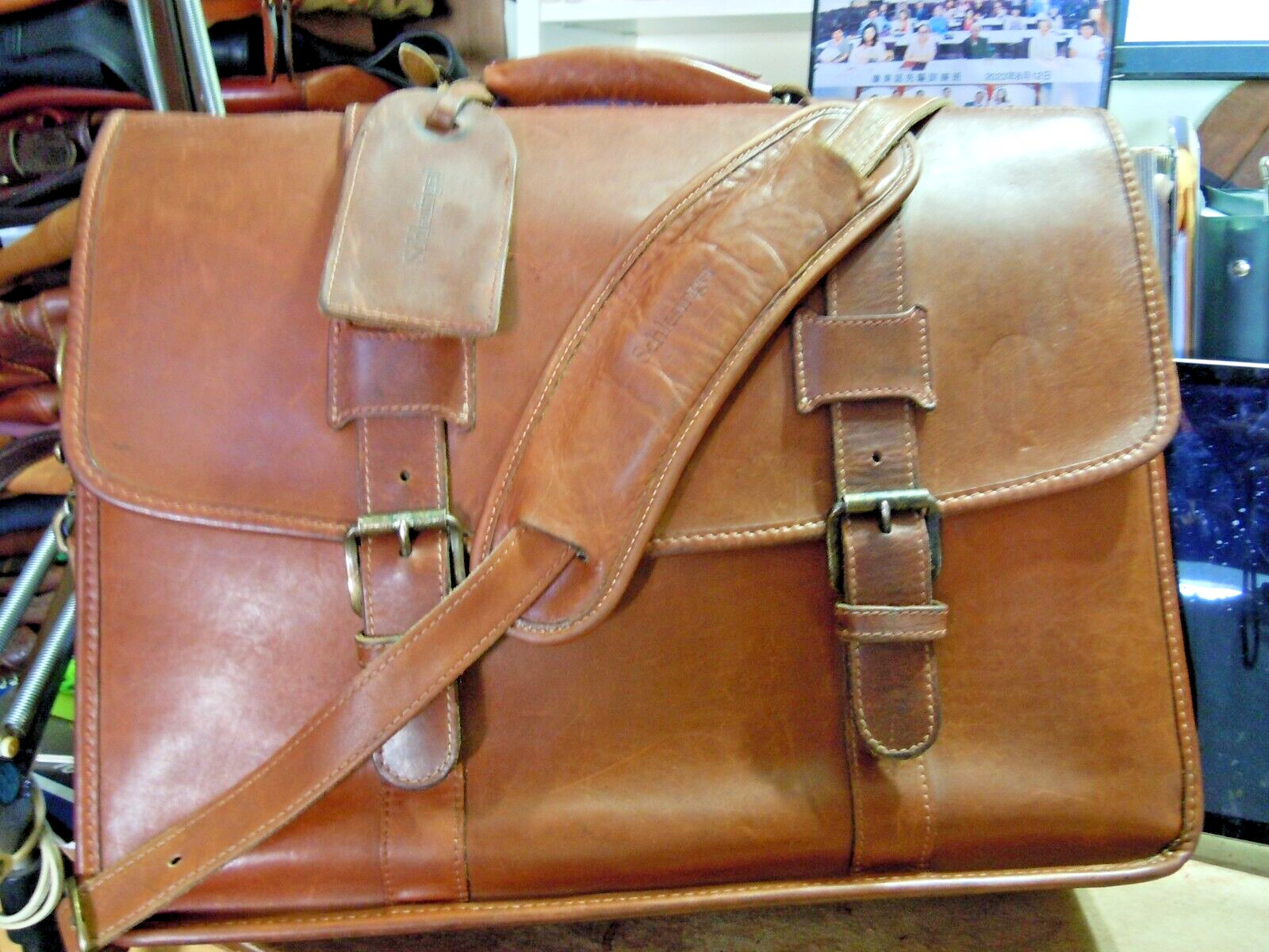 VTG KORCHMAR SCHLESINGER BELTED LEATHER BRIEFCASE USA #7