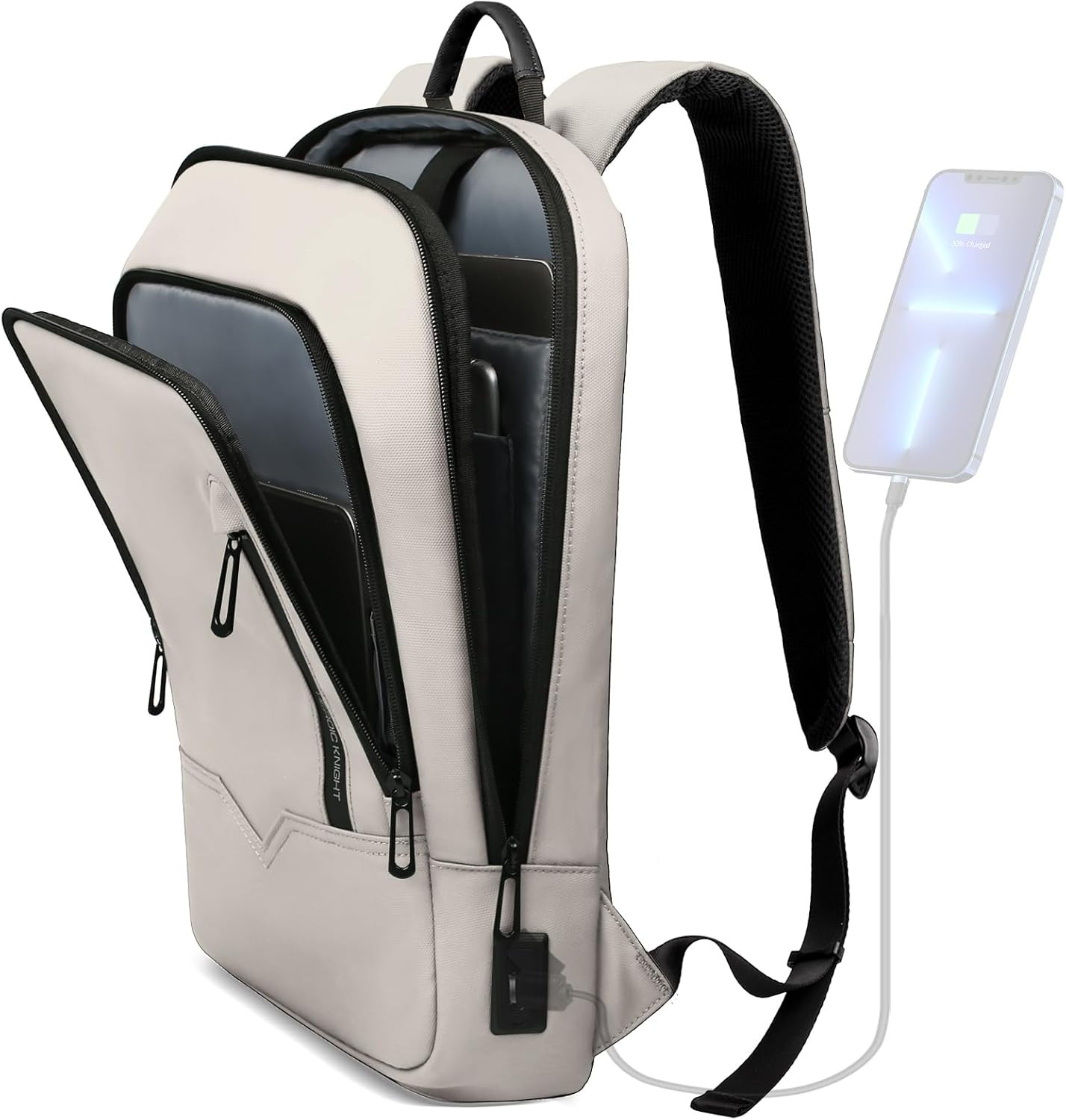 Backpack for Men Business Slim Backpack w/ USB Charger Computer-Anti-Theft 15.6″