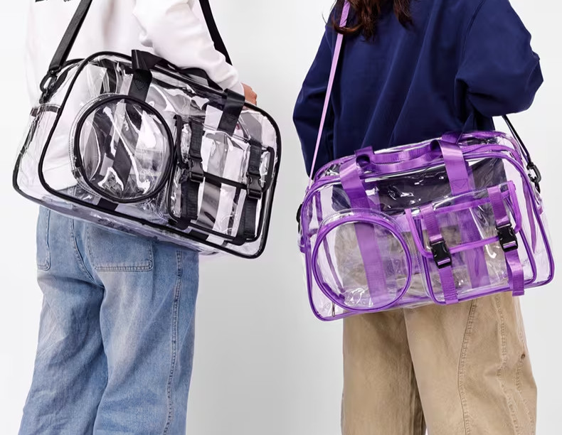(GRAY) Stylish Casual Transparent PVC Outdoor Travel Bag Spacious PVC Sports Gym