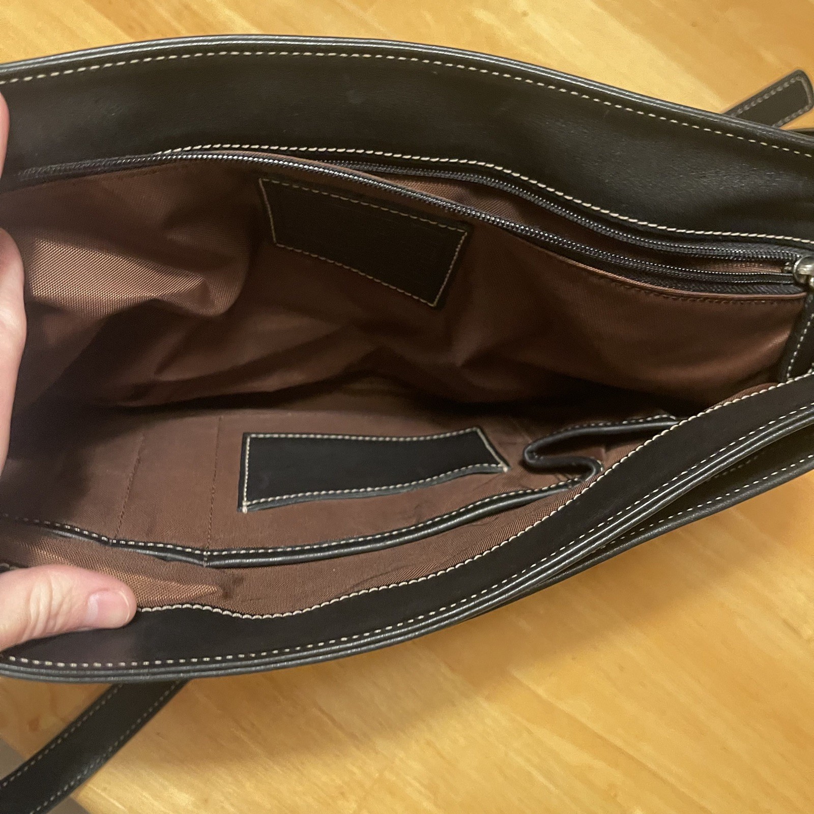 COACH Black Leather Briefcase Laptop Messenger Bag Single Handle w/ Strap VTG