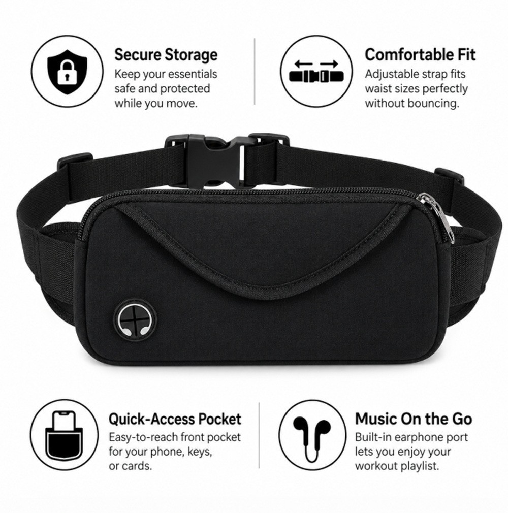 Adjustable Running Belt Water Resistant Waist Pack Fanny Bag Men Women Phone