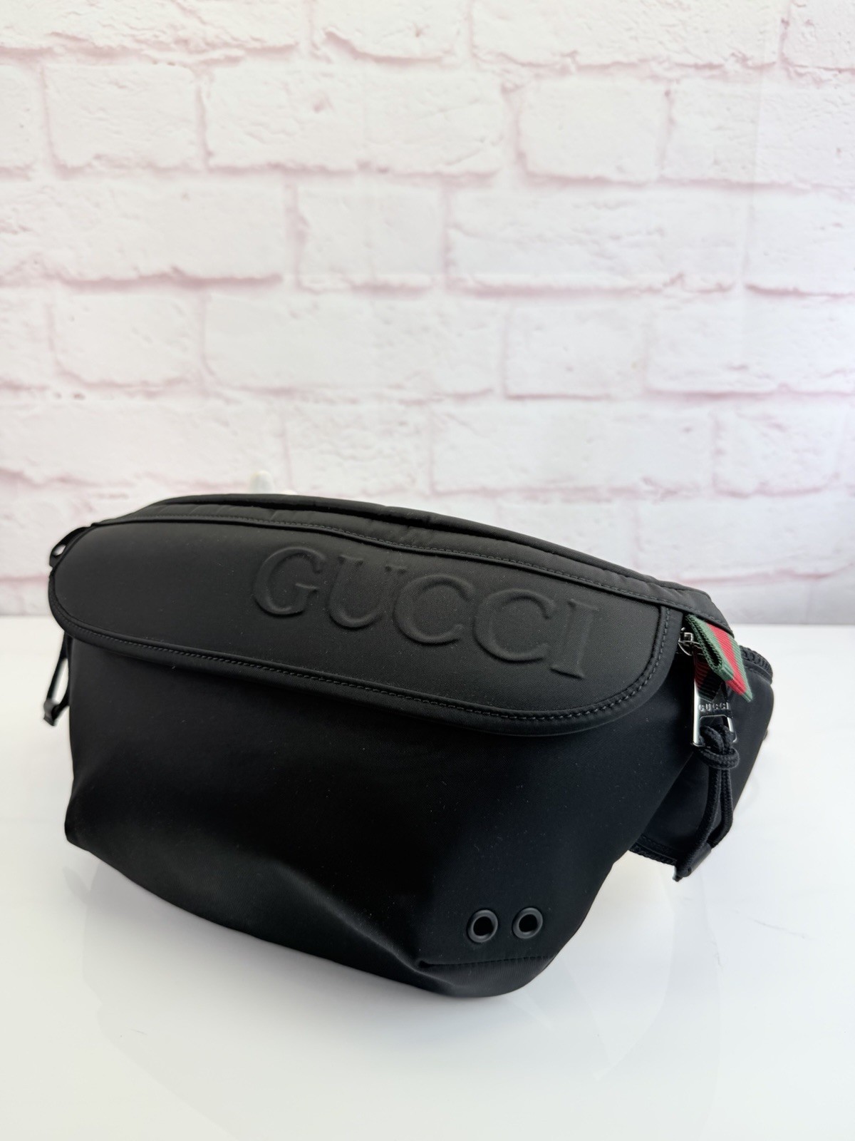 Gucci Nexus Web Interlocking Black Belt Bag Unisex NEW