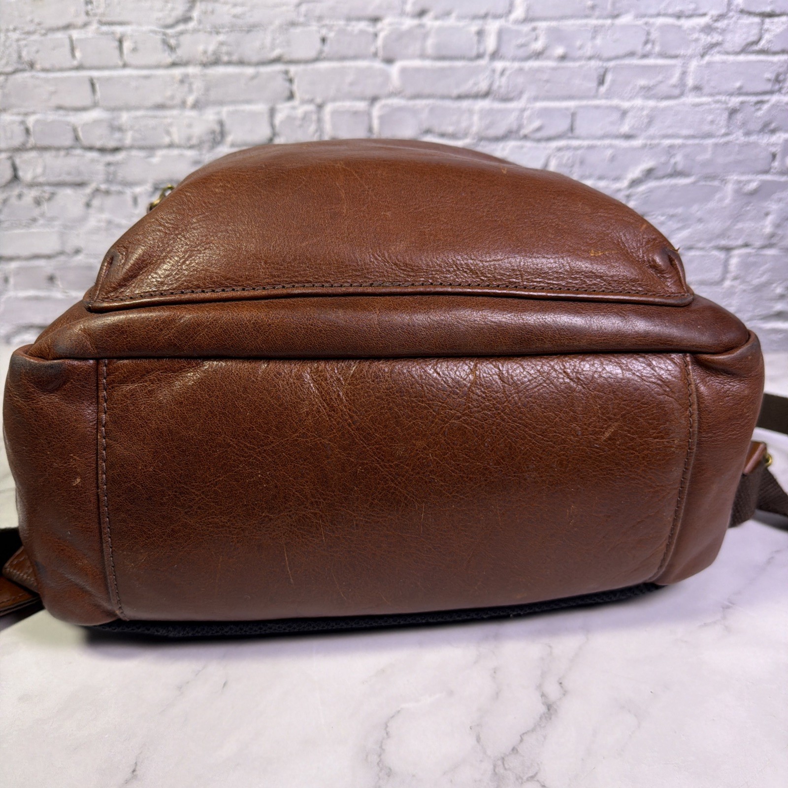 FOSSIL Cognac Brown Leather Estate Backpack 16-inch Vintage Inspired