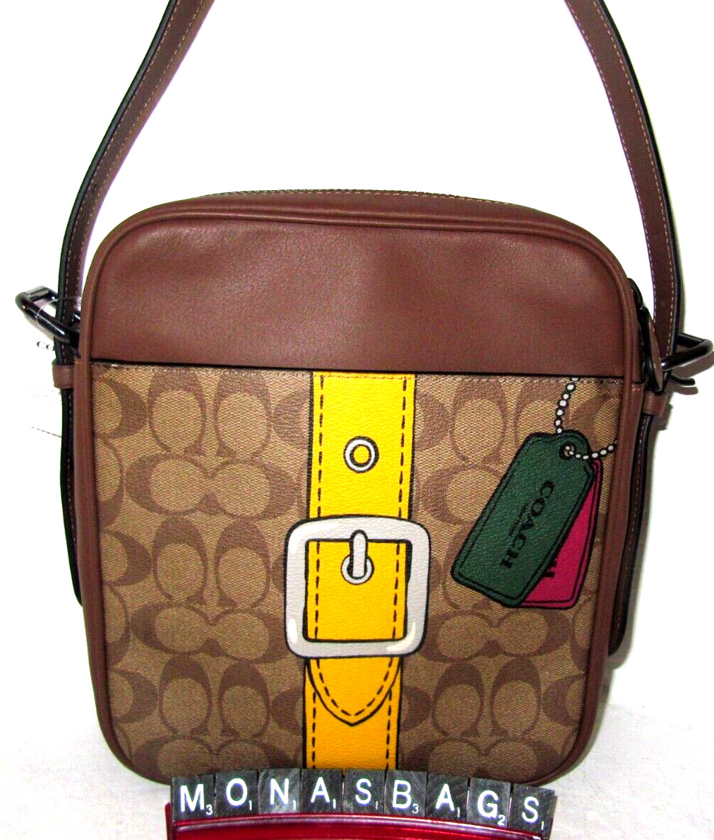 Coach Men’s CH200 Hudson Crossbody Bag 21 Signature Canvas Leather Trompe Print