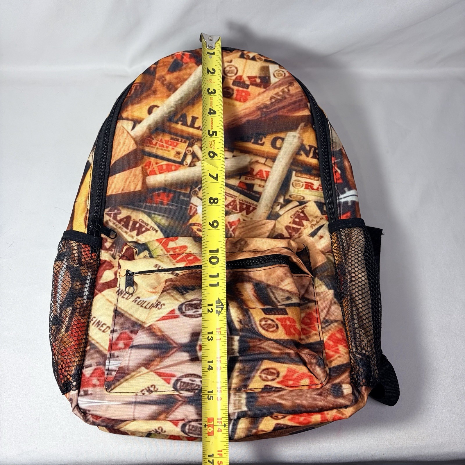 RAW Smoking Paper/Cones Branded Collage Logo Image Zipper Backpack New