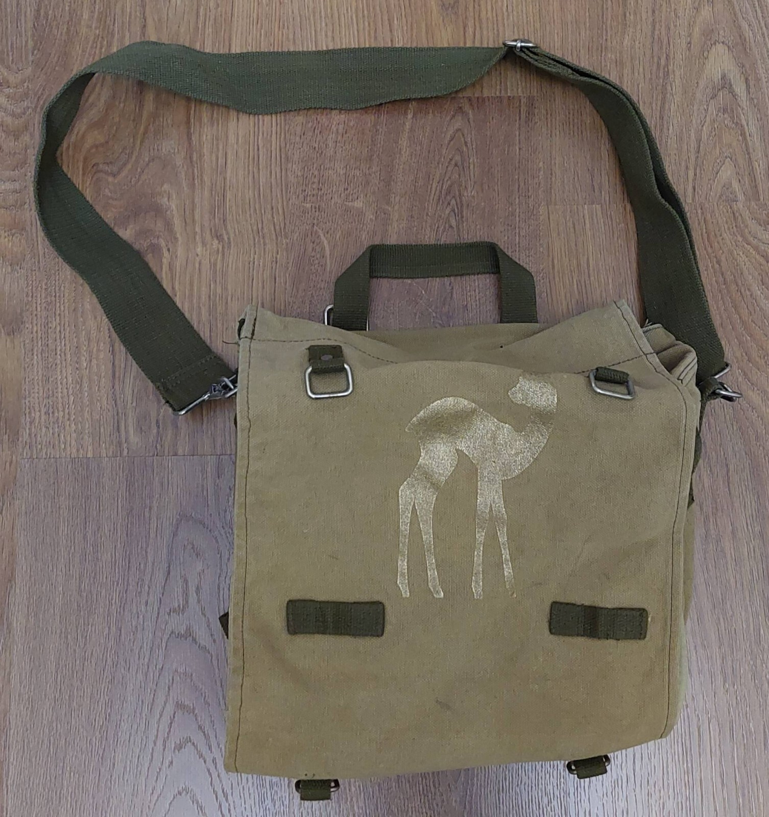 Hunting cracker bag, deer logo, tarpaulin, 13 x 10 in, light used, Switzerland