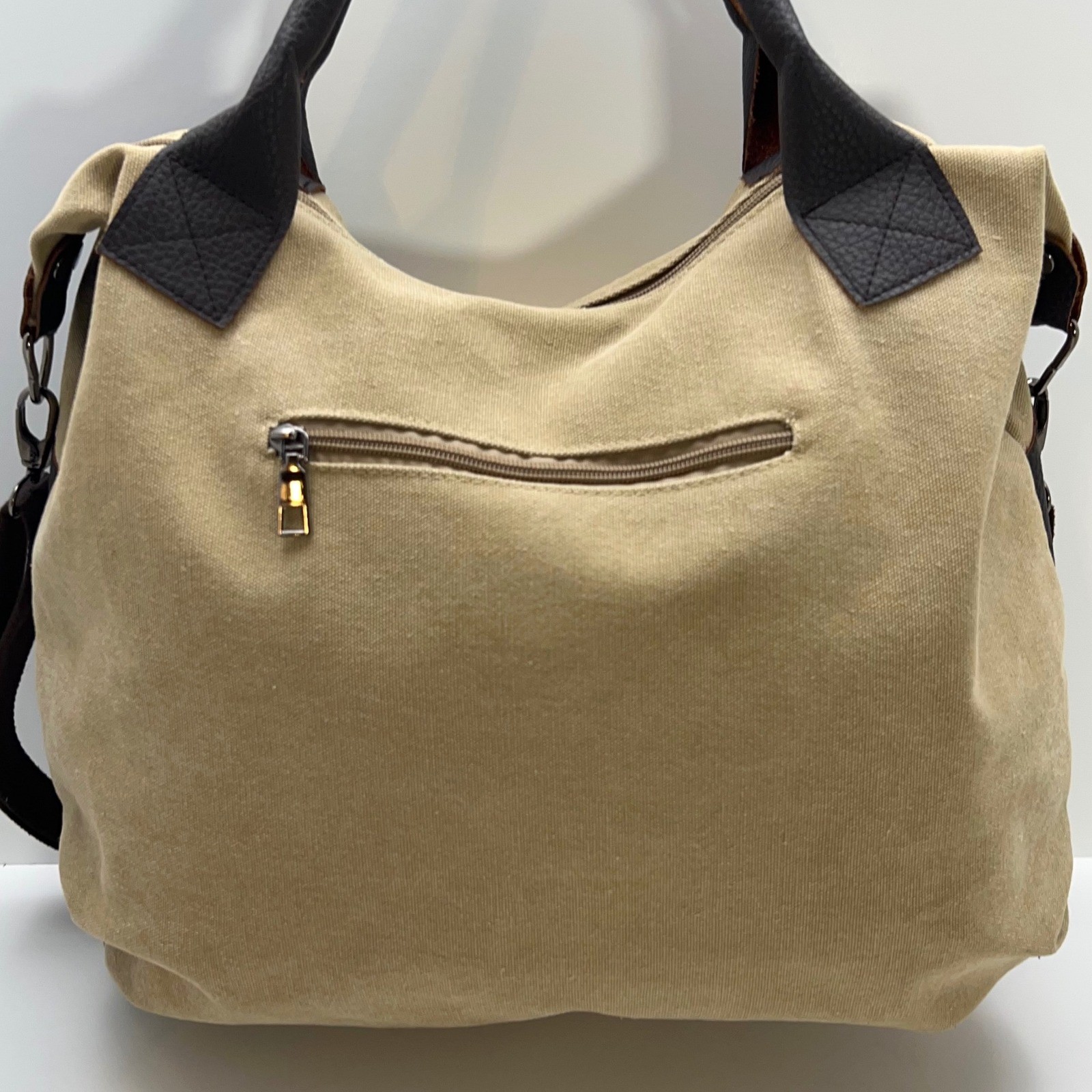 CANVAS Messenger Bag Leather Trim Crossbody Commuter Tote Outdoor Travel Casual
