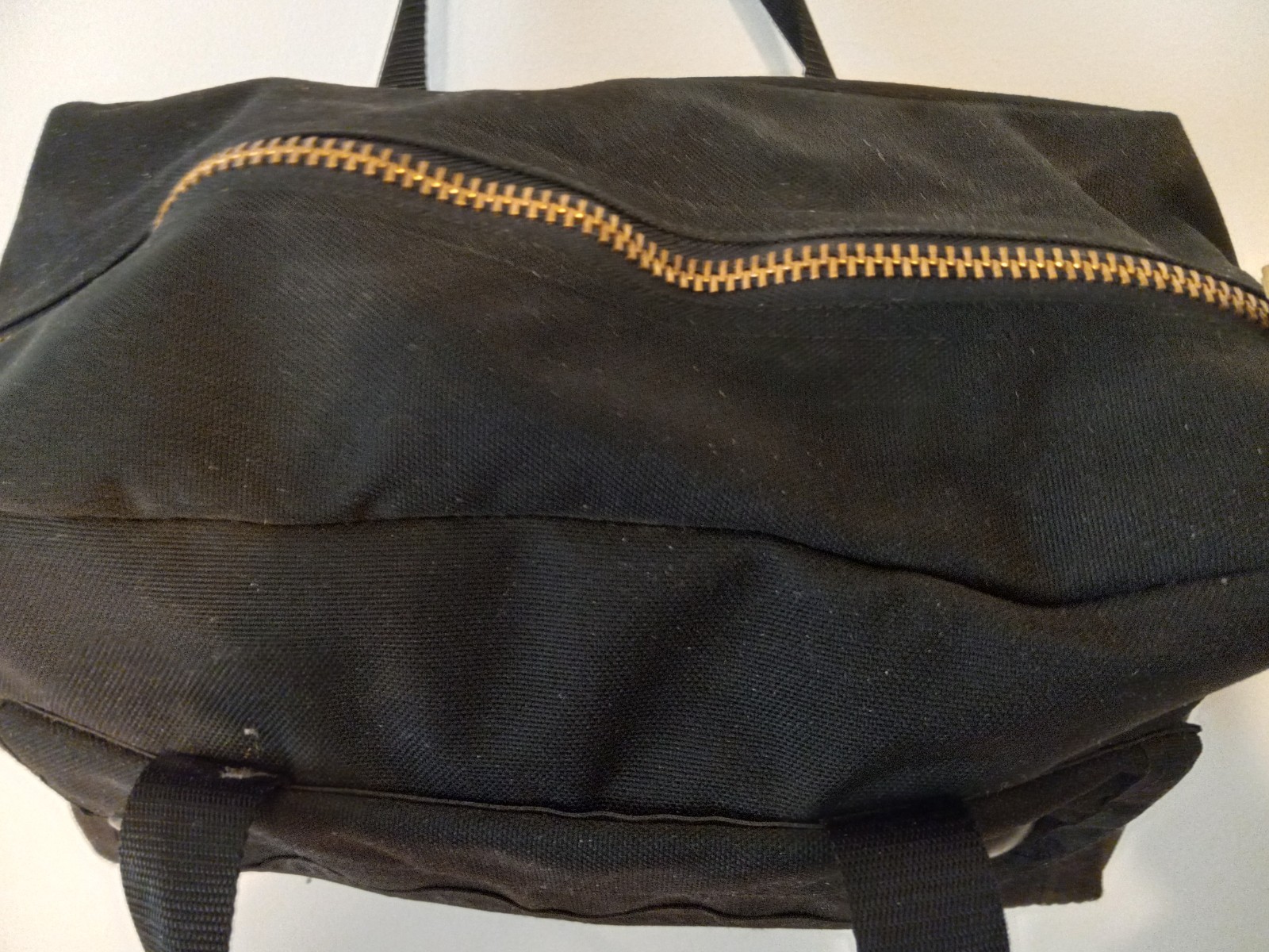 Small Black Heavy Duty Tool Bag, travel, Zipper,12X8X6,Side Pockets,Straps