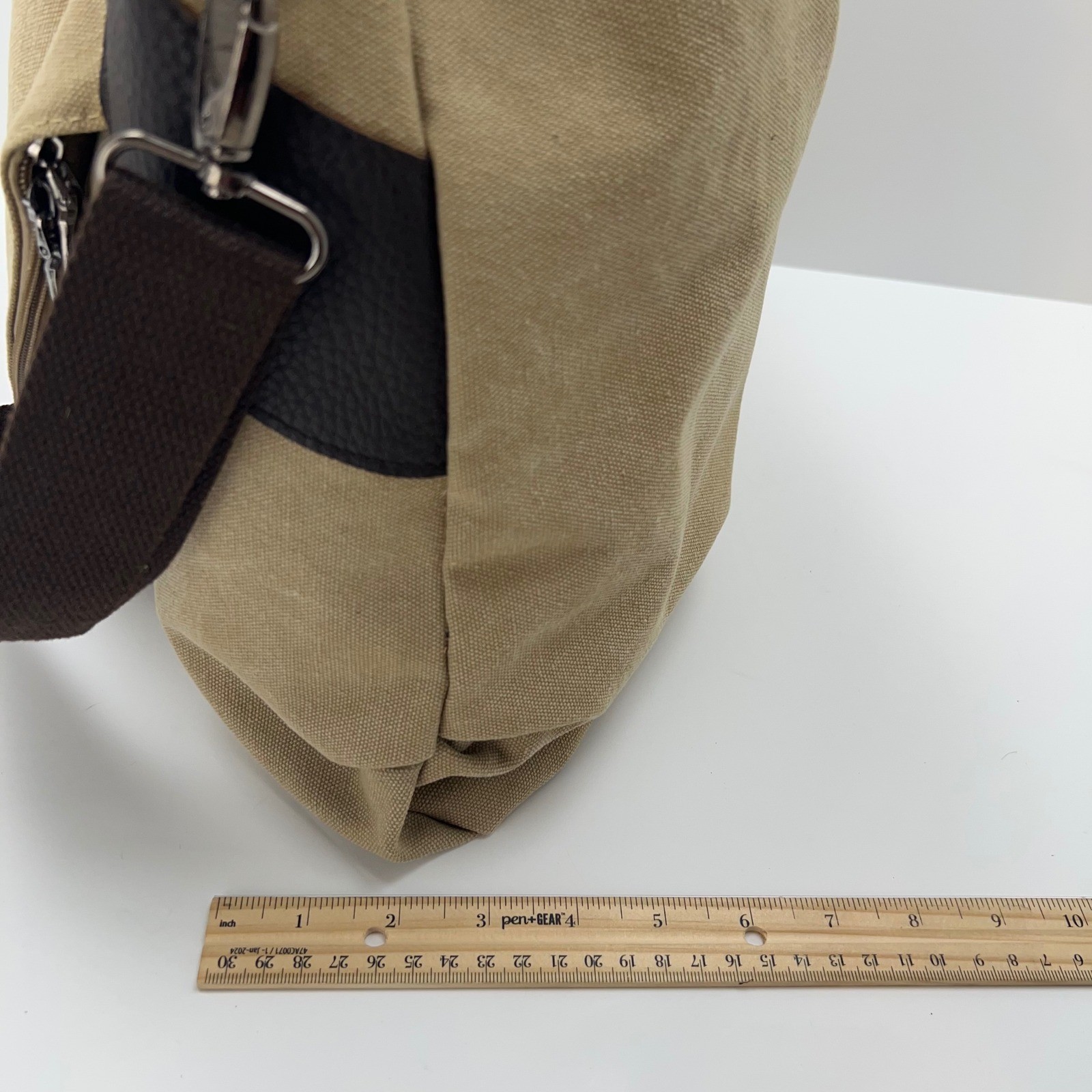CANVAS Messenger Bag Leather Trim Crossbody Commuter Tote Outdoor Travel Casual