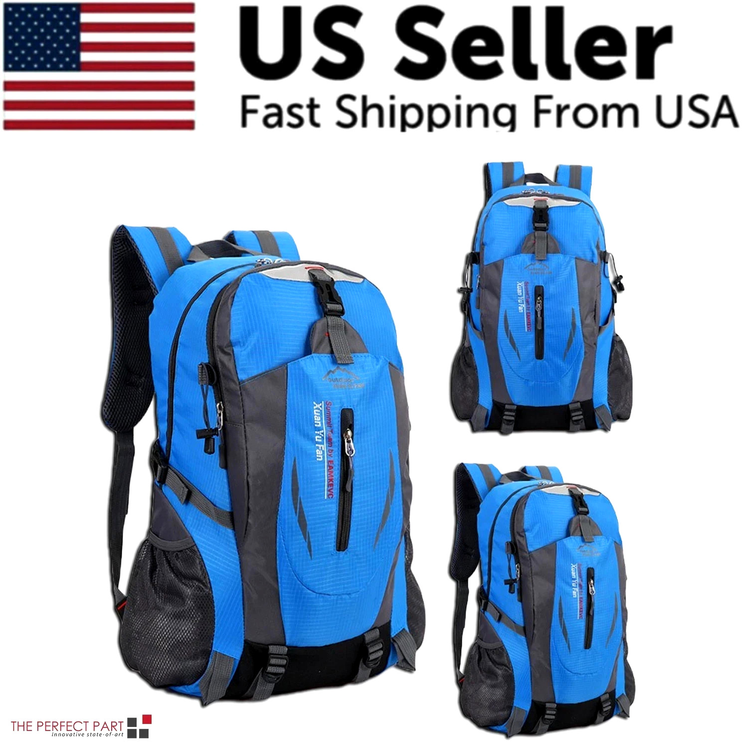 40L Men Women Travel Backpack Rucksack Camping Laptop Hiking School Book Bag USA