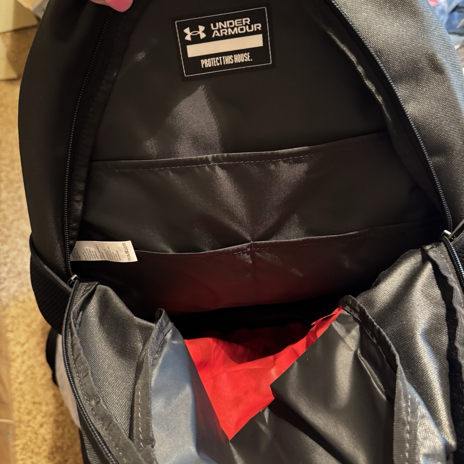 NWT Under Armour Hustle Lite 16” Backpack Red Black Camo Laptop School Gym Book