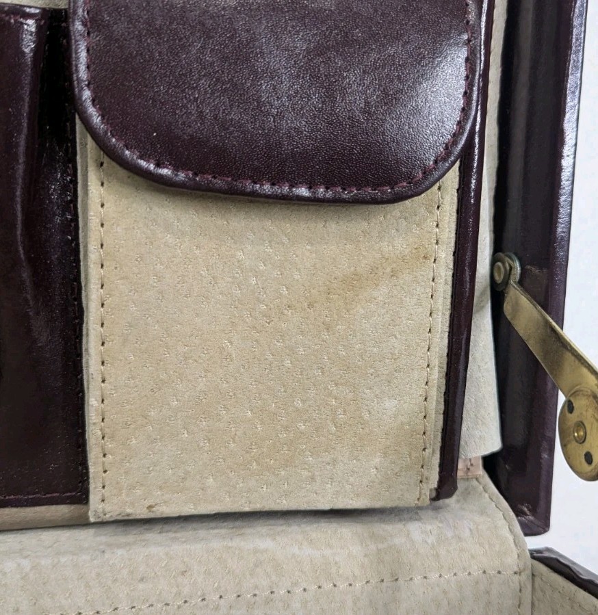 Vintage Leather Hardside Briefcase Burgundy Brown With Dual Combo Locks