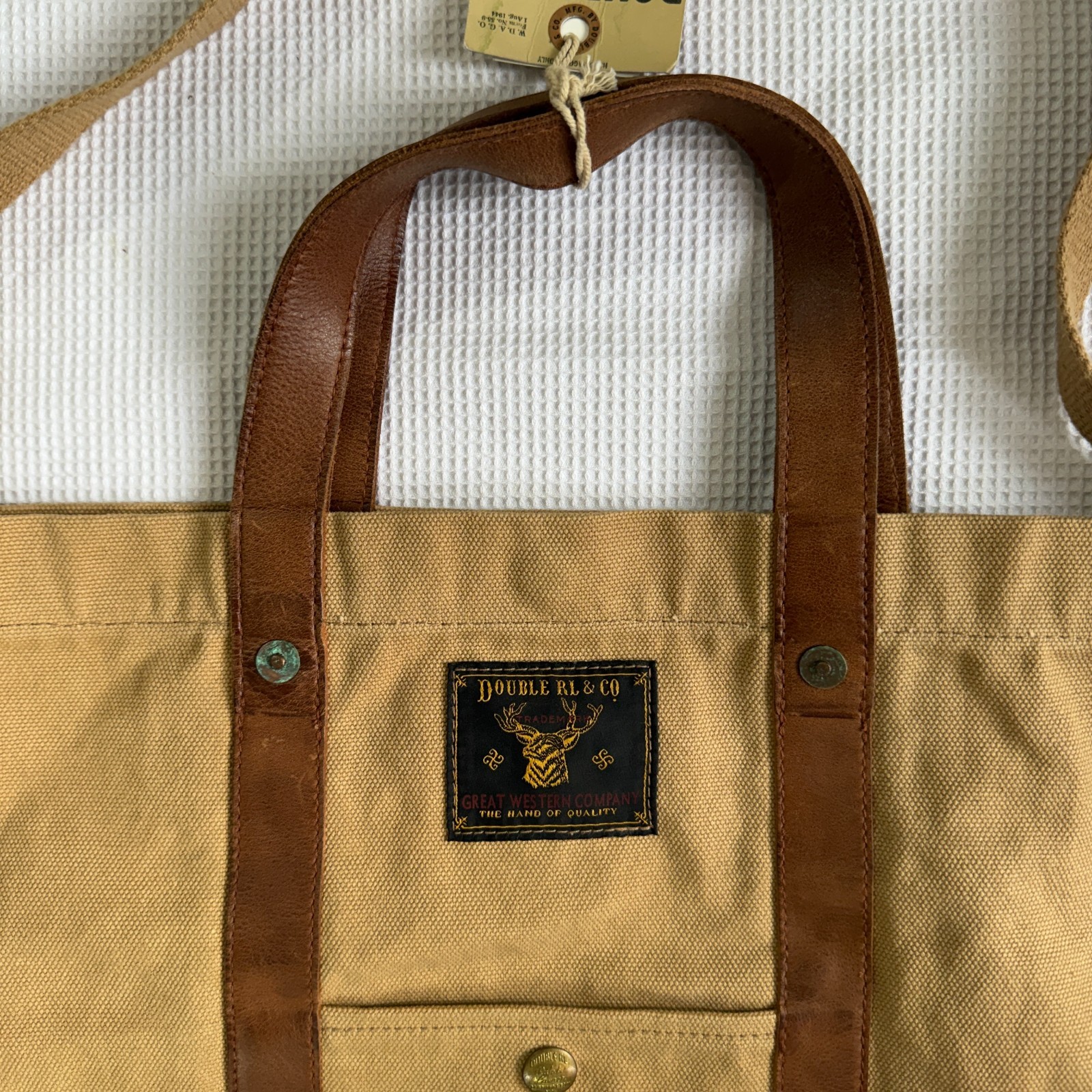 RRL Double RL Ralph Lauren Leather Trim Canvas Harley Market Tote Bag