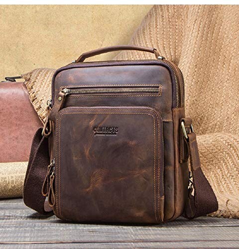 10 in long-lasting Leather Unisex Messenger Bag For Men & Woman (Brown)
