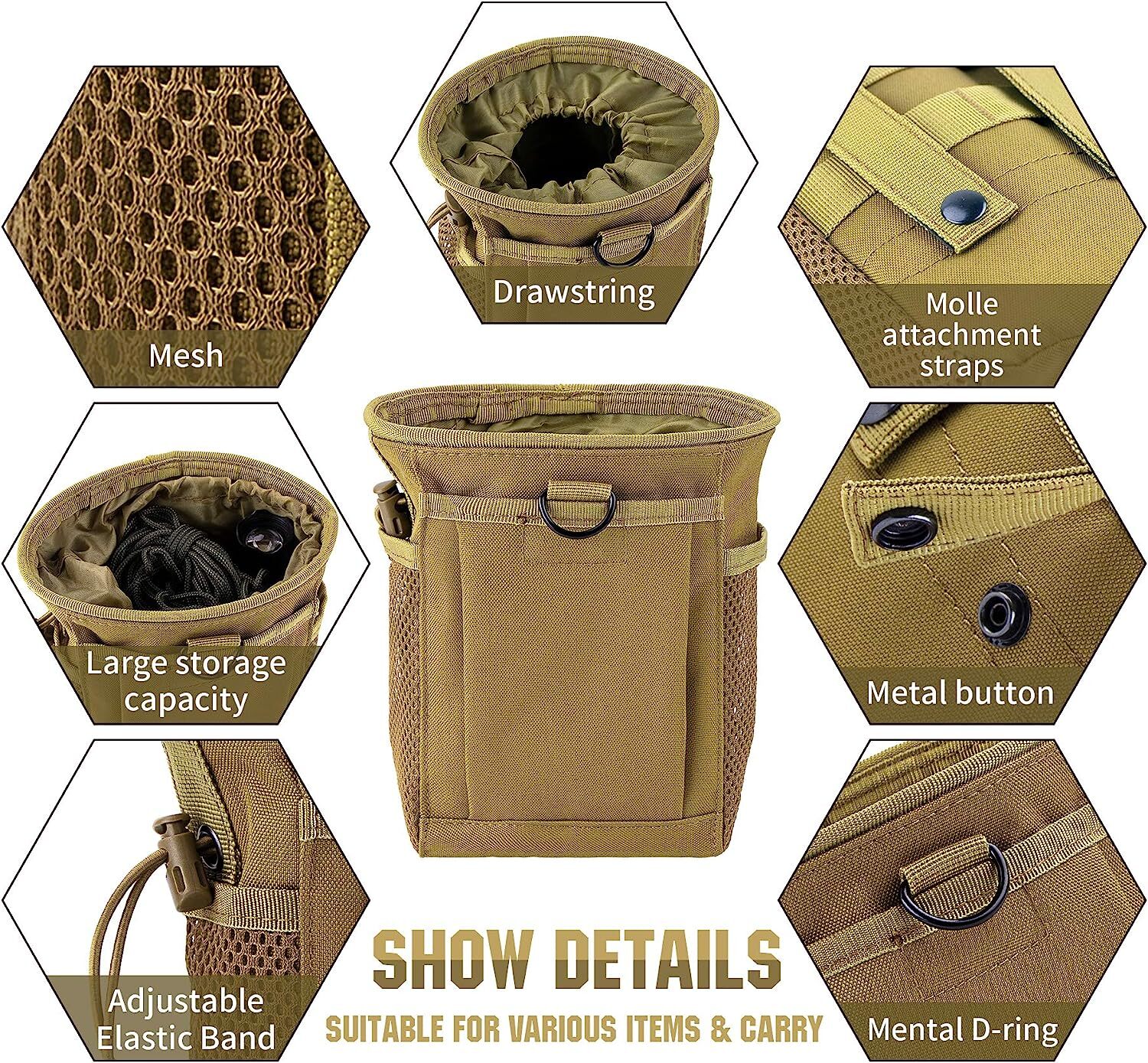 Outdoor Tactical Molle Drawstring Magazine Ammo Pouch Utility Belt Hip Waist Bag