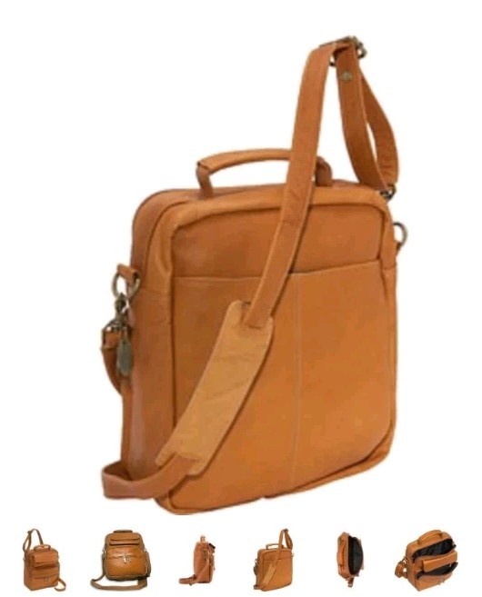 David King Boston Leather Cross Body Bag w/ Handle, #454 Natural Tan, $140 NWOT