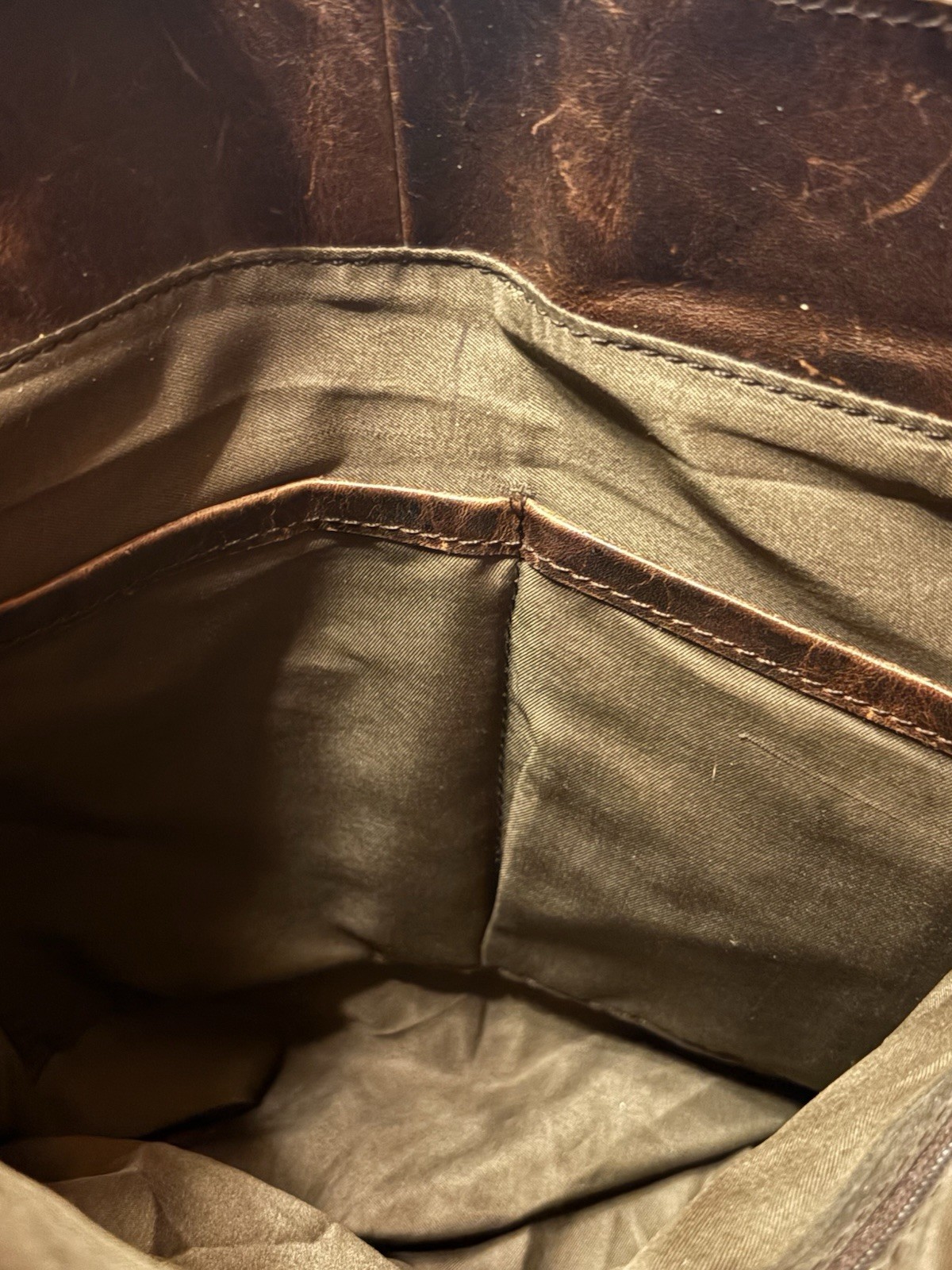 Vtg Genuine Leather Brown Satchel Briefcase Messenger Bag Distressed 13” X 12.5”