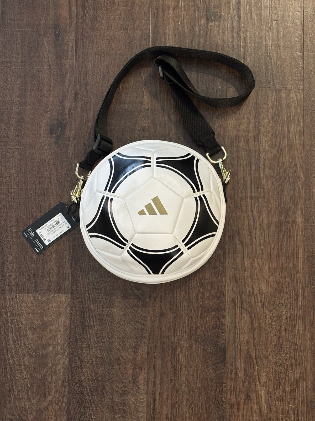 adidas Soccer Ball Crossbody Bag White Black Logo FIFA Adjustable Strap JL4146
