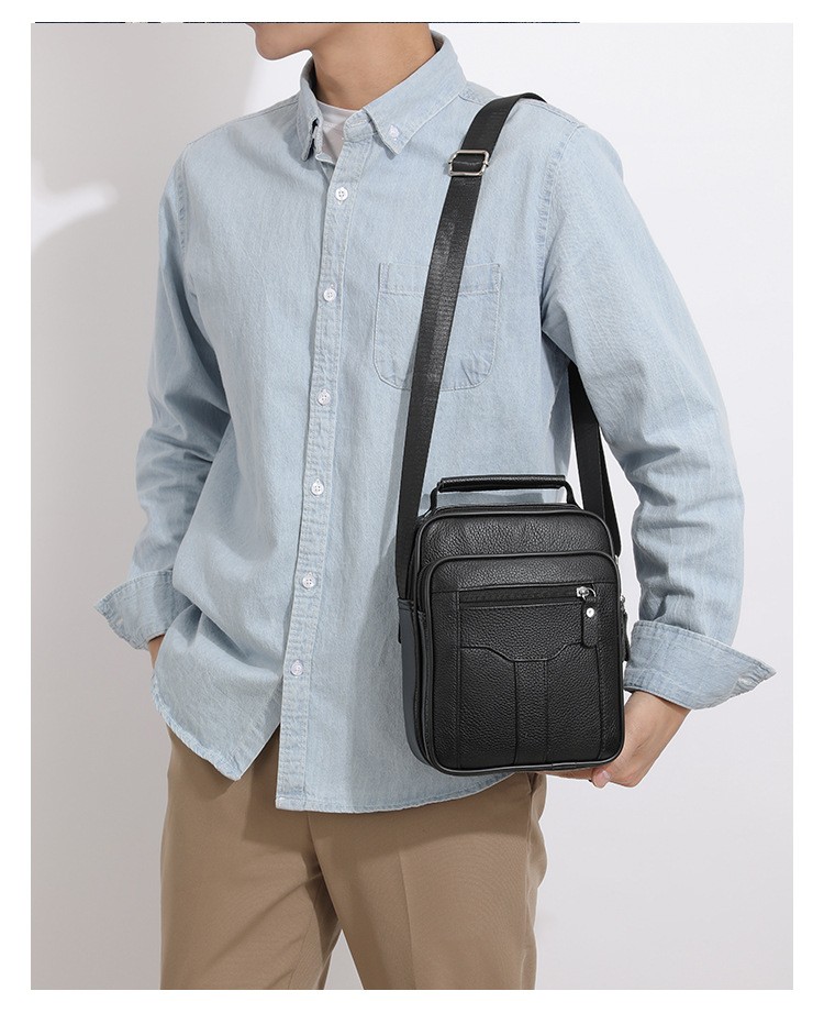 Men’s Genuine Leather Messenger Bag Crossbody Sling Bag for Casual Business Work