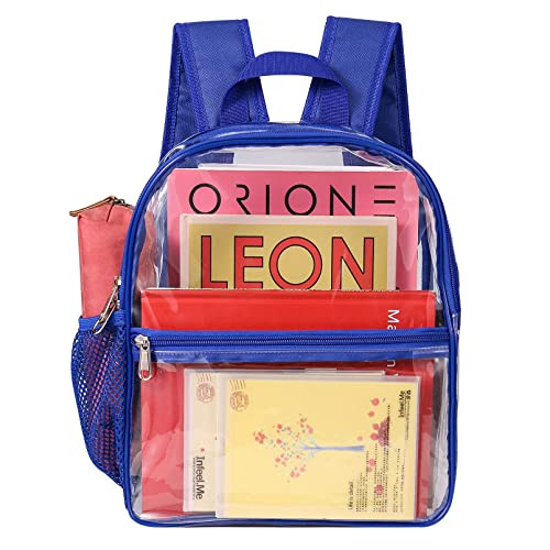 Clear Mini Backpack Stadium Approved, Water proof Transparent Backpack for Blue