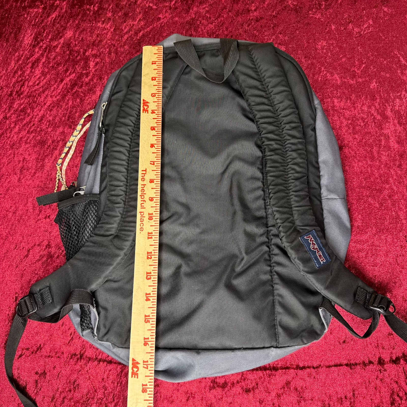 JanSport Big Student Backpack Men Gray Outer Pockets Adjustable Strap For Laptop