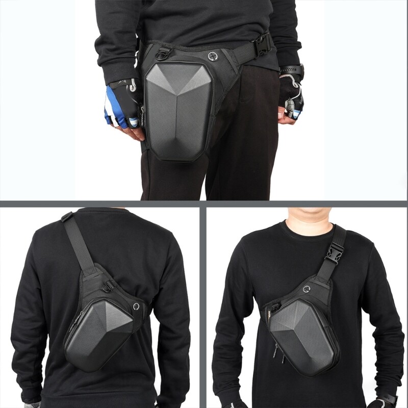Motorcycle Drop Leg Bag, PU Leather&Polyester Hip Pack For Bikers, Unisex Design
