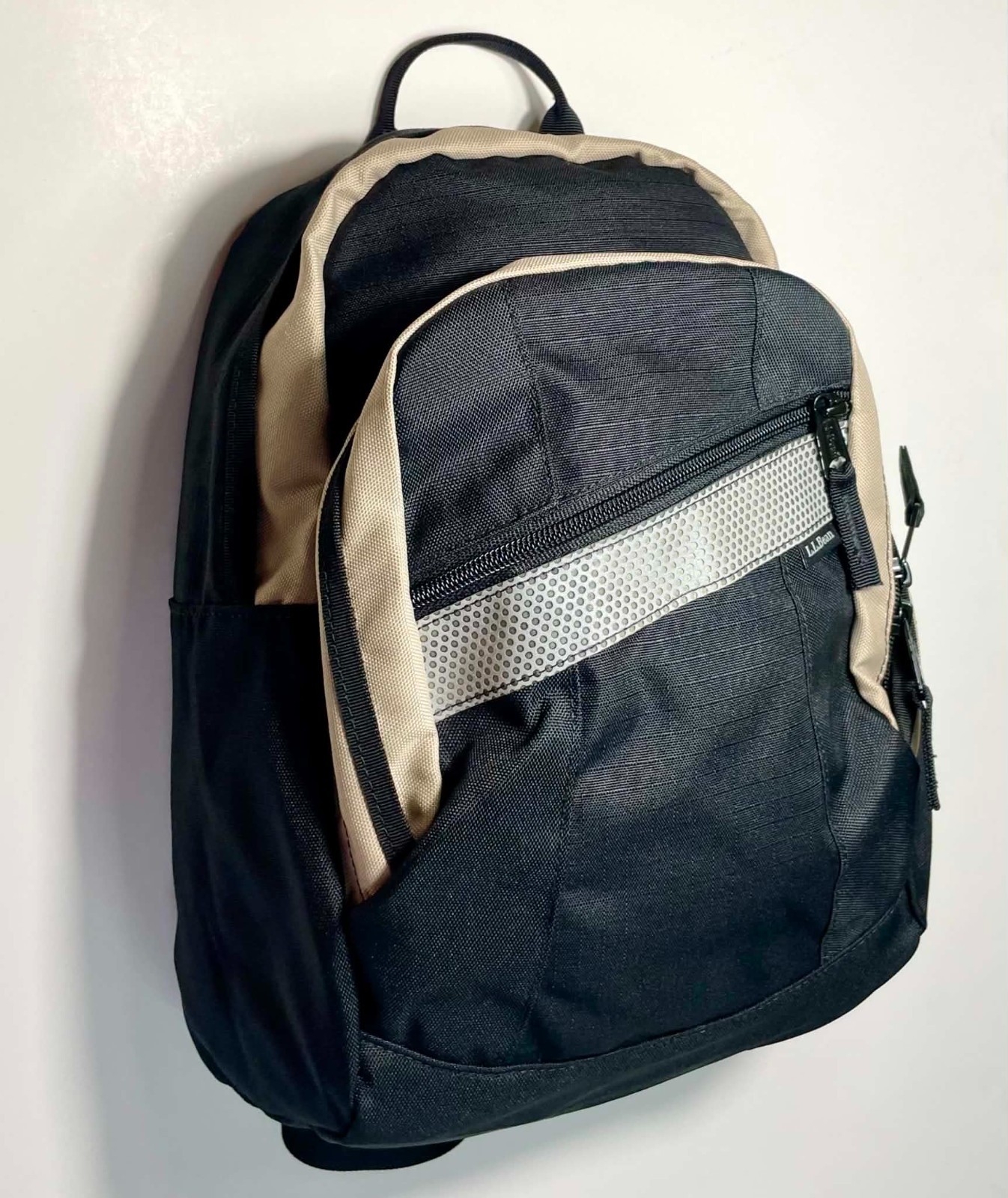Vtg L.L. Bean Grid Ripstop Sling Backpack Black Grey Tan Reflective Y2K Techwear
