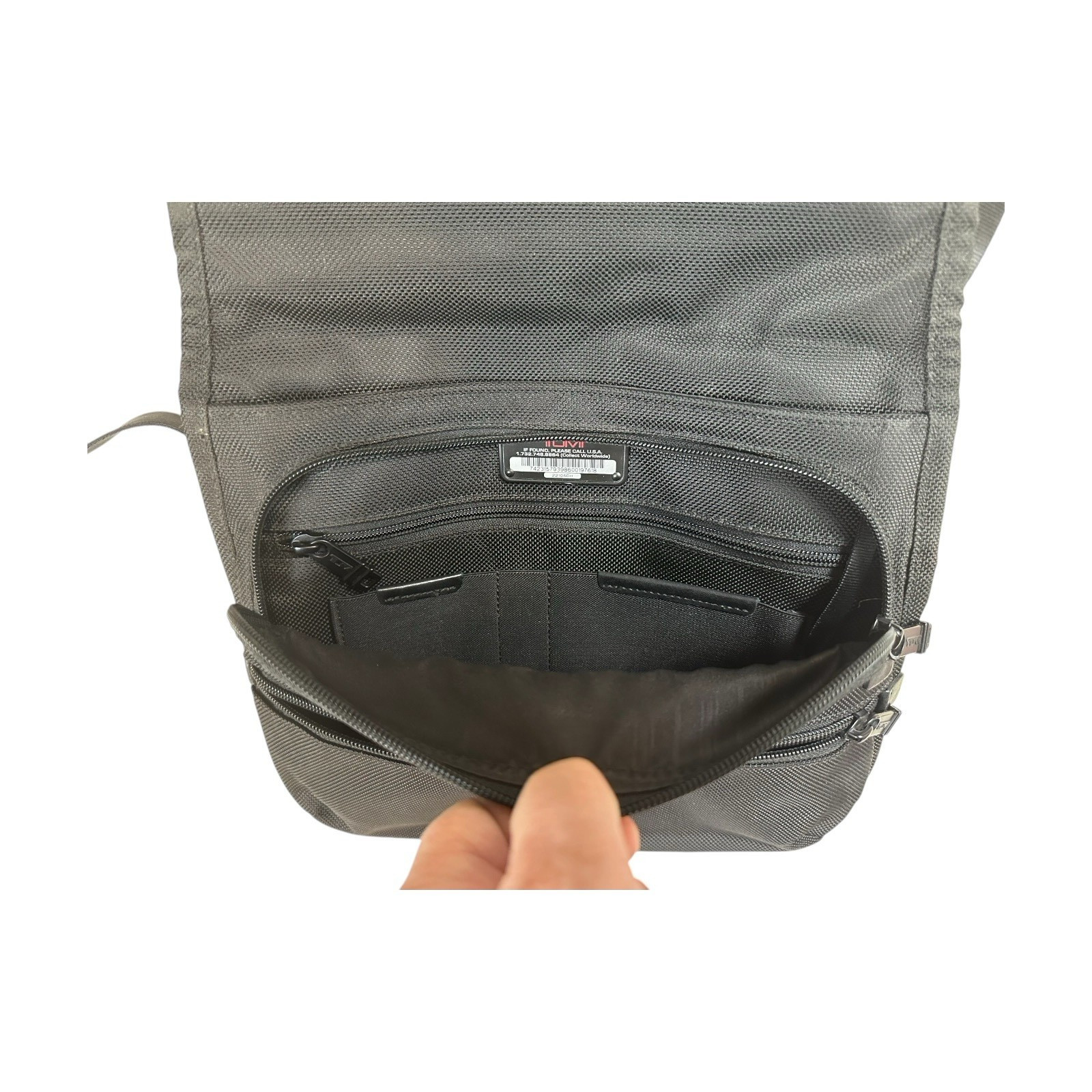 TUMI Alpha Messenger Crossbody Bag Black Nylon Laptop Work commuter minimalist