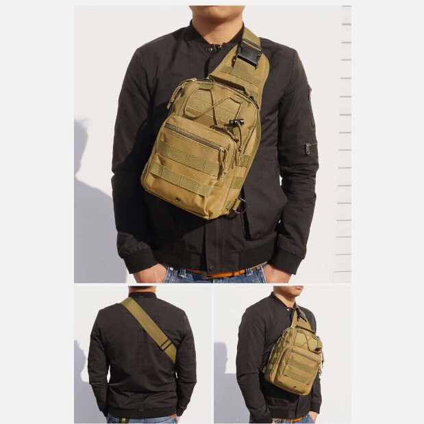 Tactical Backpack Mens Sling Shoulder Bag Molle Travel Outdoor Hiking Chest Pack